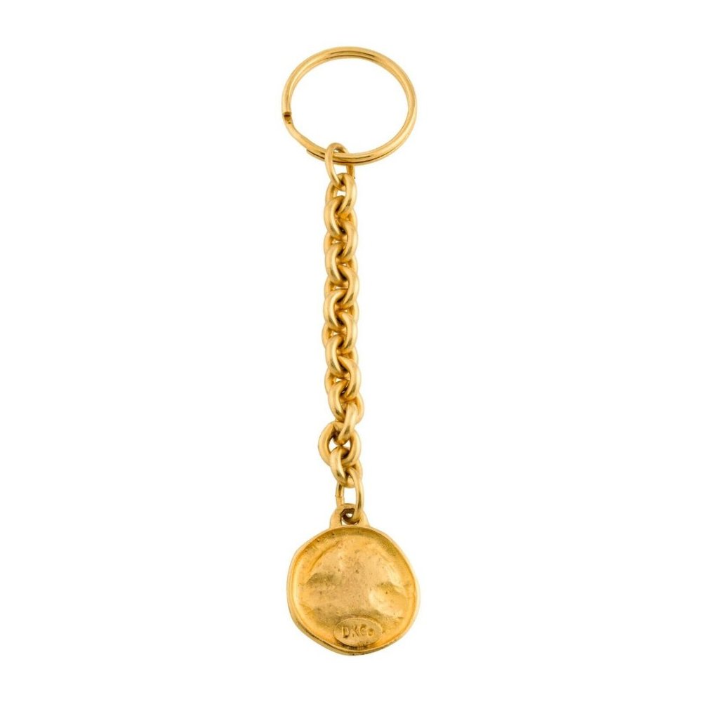 VINTAGE DONNA KARAN DKCO GOLDTONE MEDALLION KEYCHAIN